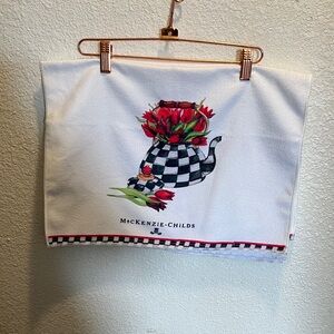 MacKenzie-Childs Checkered Teapot Towel with Red Tulips